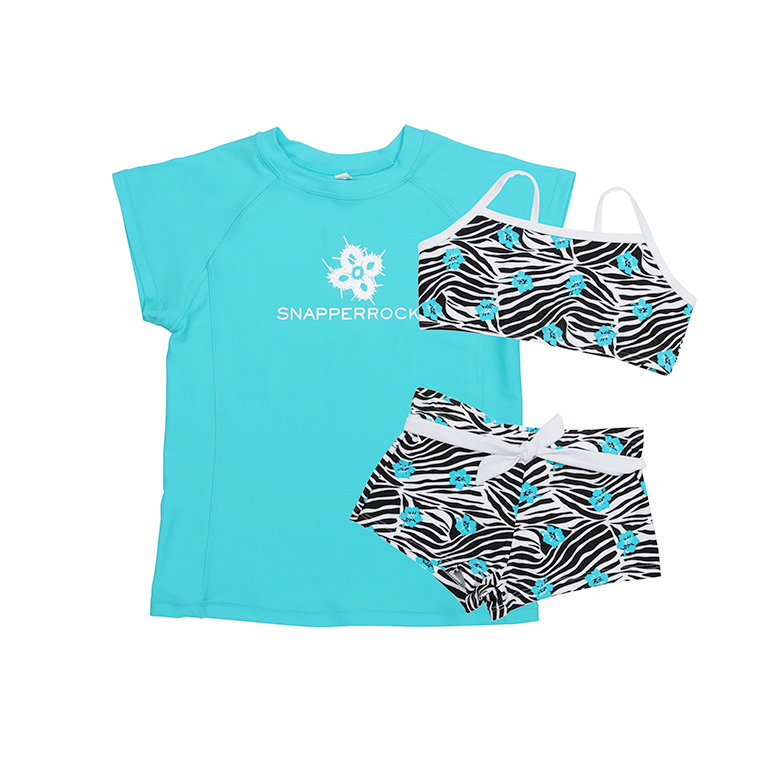 3 Piece Sport Swim Set | Zebra & Aqua