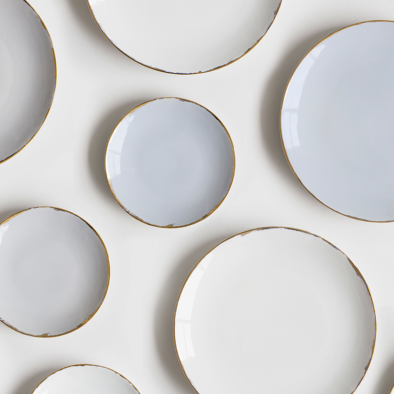 Gold Gilded Stone Dinner Plate