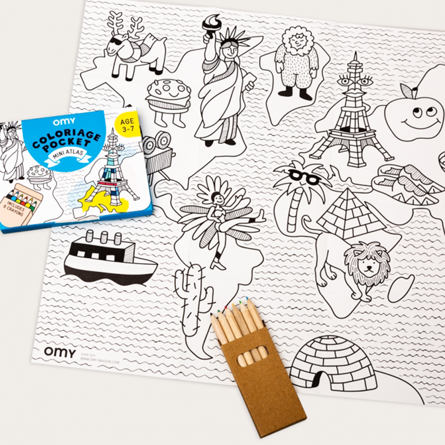 OMY France ~ Pocket Colouring | Mini Atlas