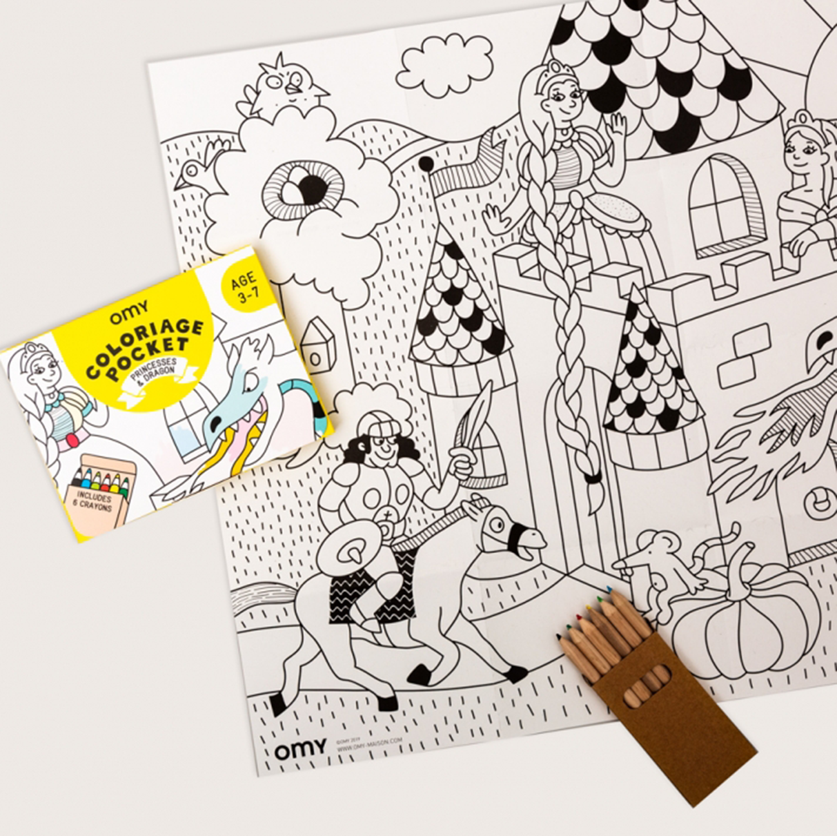 OMY France ~ Pocket Colouring | Princesses & Dragons