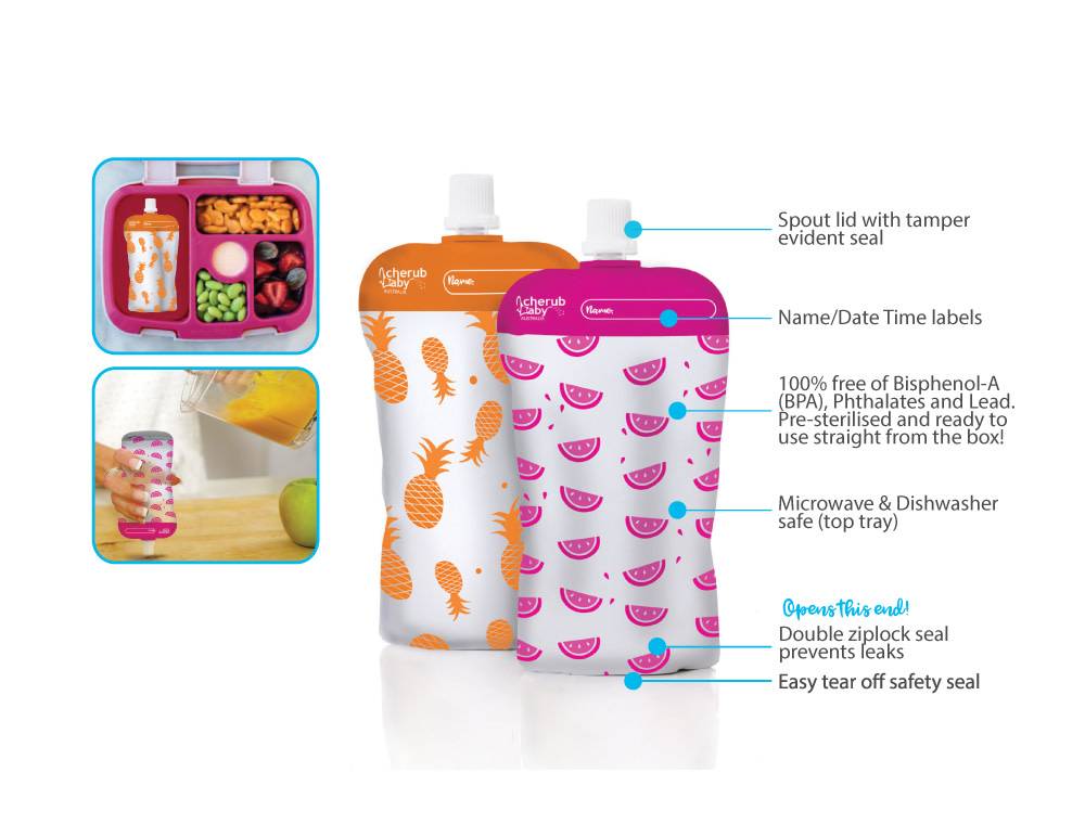 Reusable Baby Food Pouches | Neon Melon + Hot Pineapple