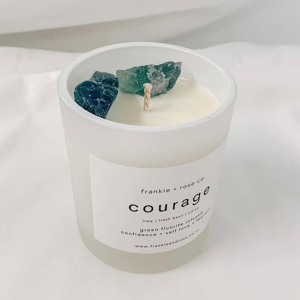 Crystal Infused Candle | COURAGE - Green Fluorite