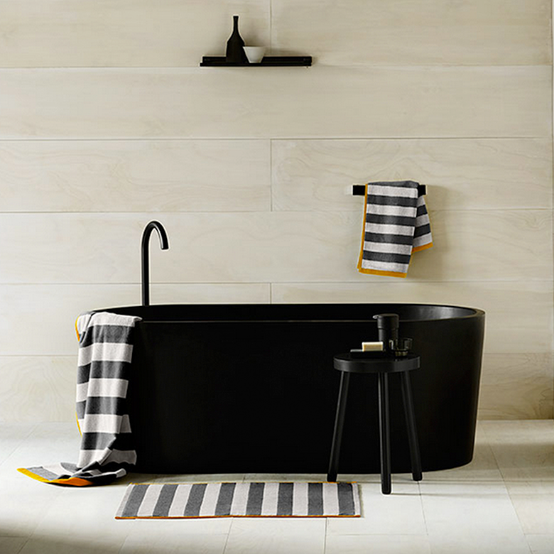 Stripes Bath Mat | Charcoal & Tangerine