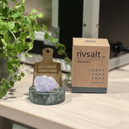 Rivsalt Persian Blue Rock Salt & Grater Set | Green Marble