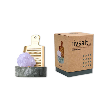 Rivsalt Persian Blue Rock Salt & Grater Set | Green Marble
