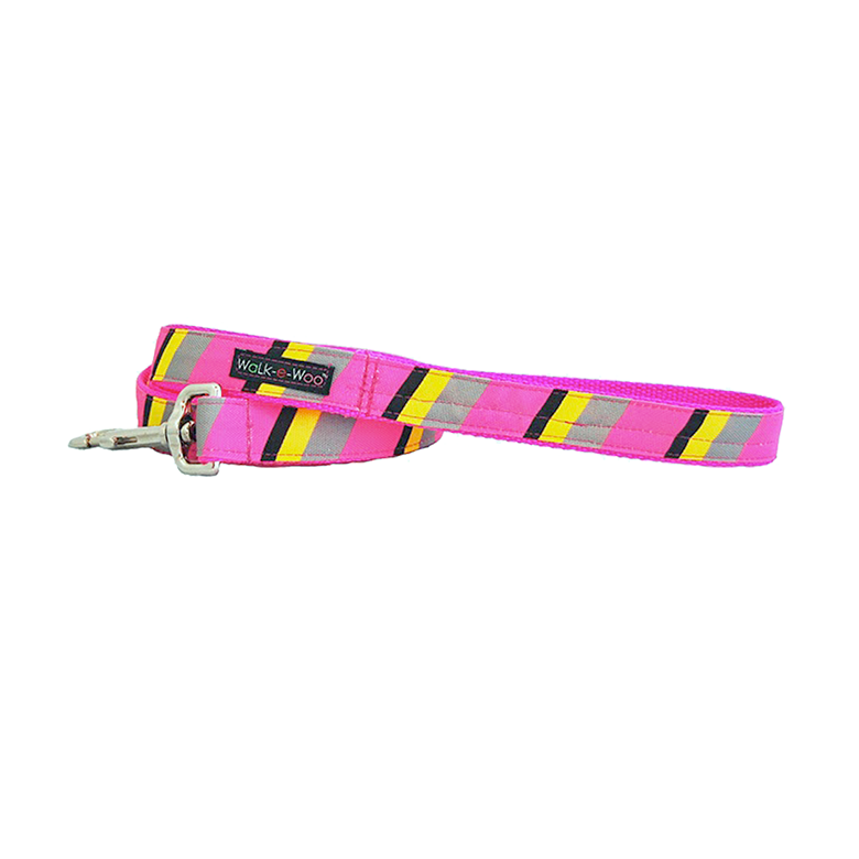 Dog Lead | Pink & Grey Stripes