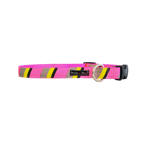 Dog Collar |  Pink & Grey Stripes