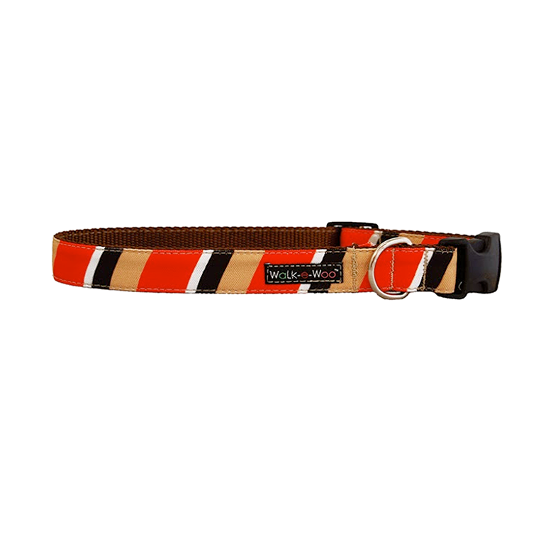 Dog Collar | Tan & Red Stripes