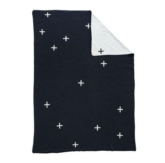 Knit Throw | Black Cross