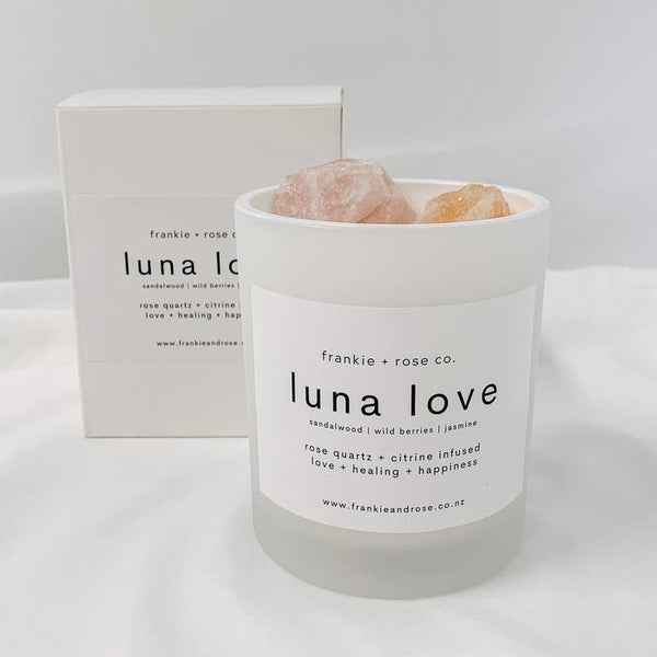 Crystal Infused Candle | LUNA LOVE - Rose Quartz + Citrine