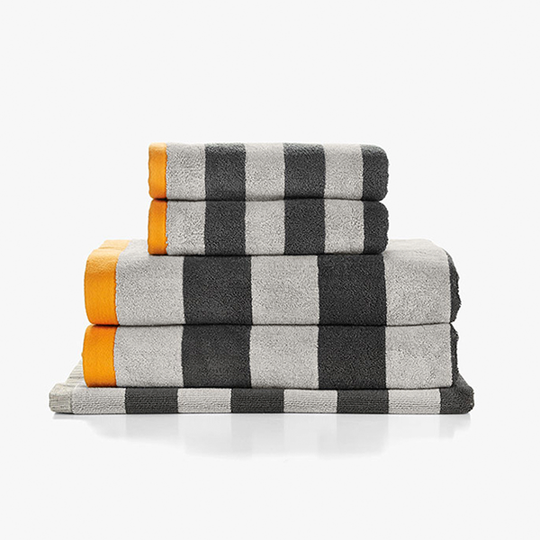 Stripes Bath Mat | Charcoal & Tangerine